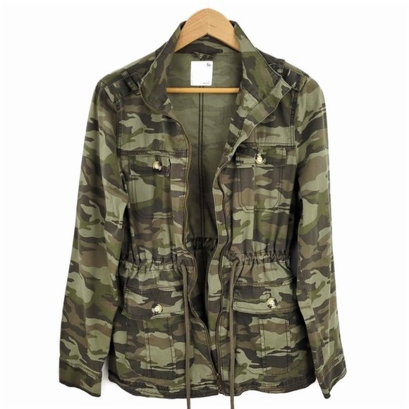 SO Camouflage Utility Twill Jacket with Drawstring Size L Army Green - Picture 6 of 11